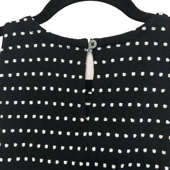 LOFT Petites Dotted Flounce Swing Dress NWT Women's Sz SP Black White Ruffles - Picture 4 of 8